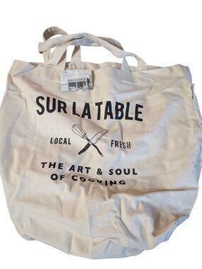 Sur La Table Canvas Tote Bag NWT Local Fresh Art & Soul Of Cooking Beige